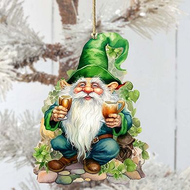 Lucky Leprechaun Wooden Ornament By G. Debrekht