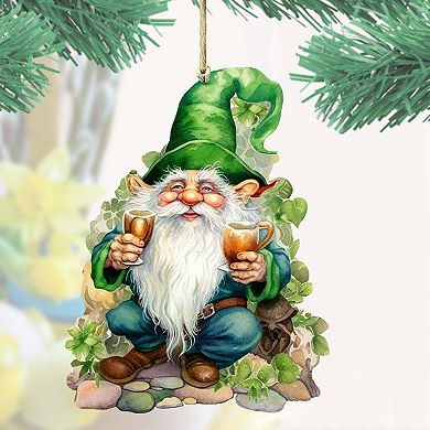 Lucky Leprechaun Wooden Ornament By G. Debrekht