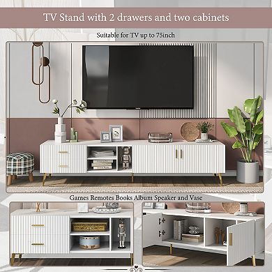 Merax Modern Tv Stand With 5 Champagne Legs