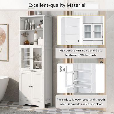 Merax Tall Storage Cabinet With Shelves And Doors For Bathroom