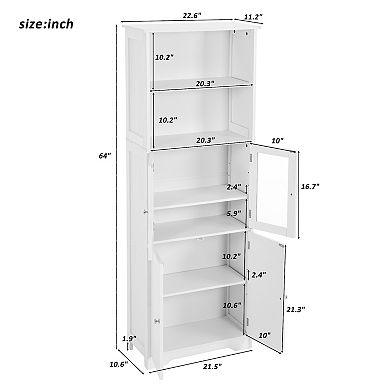 Merax Tall Storage Cabinet With Shelves And Doors For Bathroom