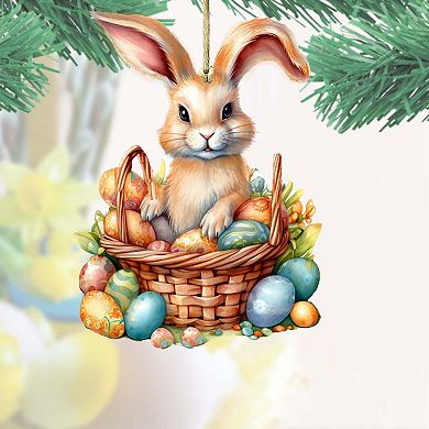 Easter Bunny Wooden Ornaments Set Of 2 By G. Debrekht