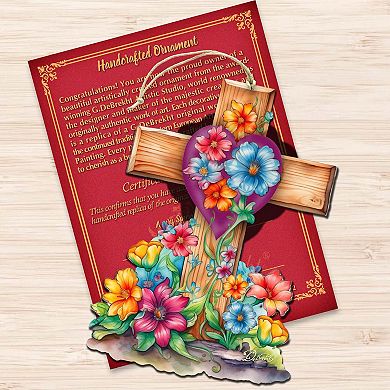 Easter Floral Cross Wooden Ornaments Set Of 2 By G. Debrekht