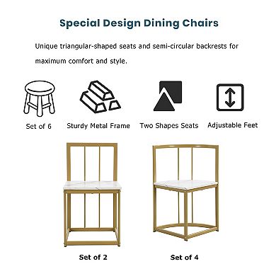Merax Modern 7-piece Dining Table Set With Faux Marble Compact