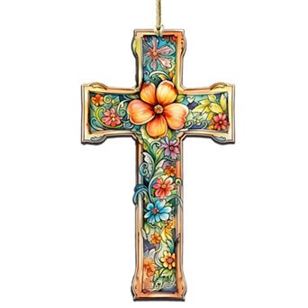 Blossom Cross Wooden Ornaments By G. Debrekht