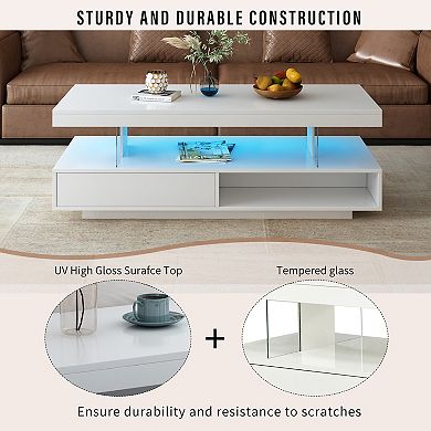 Merax Led Coffee Table With Storage