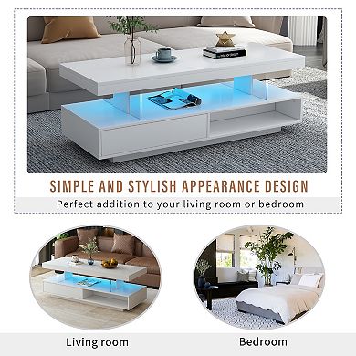 Merax Led Coffee Table With Storage