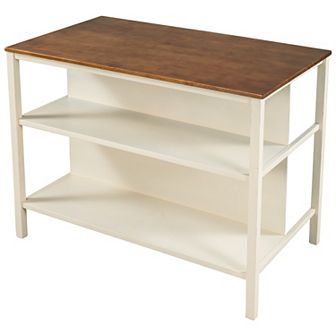 Merax Rustic Wooden Dining Table With 2 Open Shelves For Small Places