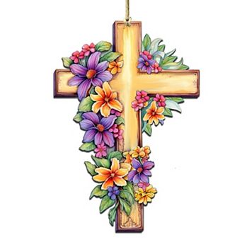 Garden Serenity Cross Wooden Ornaments By G. Debrekht