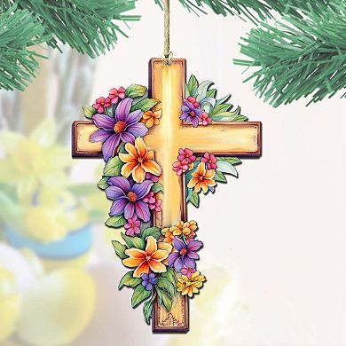 Garden Serenity Cross Wooden Ornaments By G. Debrekht