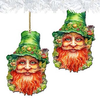 Happy St. Patrick Day Wooden Ornaments Set Of 2 By G. Debrekht