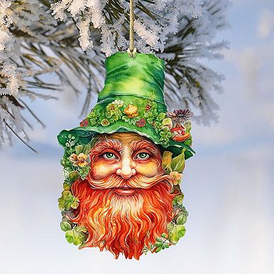 Happy St. Patrick Day Wooden Ornaments Set Of 2 By G. Debrekht