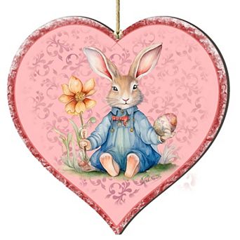 Easter Bunny Heart Wooden Ornaments By G. Debrekht