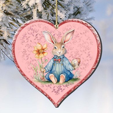 Easter Bunny Heart Wooden Ornaments By G. Debrekht