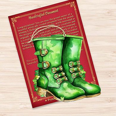 Irish Green Boots Wooden Ornaments Set Of 2 By G. Debrekht