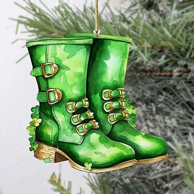 Irish Green Boots Wooden Ornament By G. Debrekht