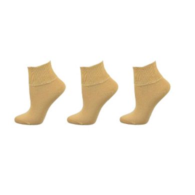 Women's 100% Combed Cotton Ankle Turn Cuff 3 Pair Pack Socks Size 12 (Pink/Frost/Honeydew)