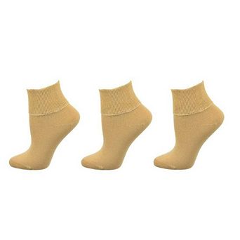 Women's 100% Combed Cotton Ankle Turn Cuff 3 Pair Pack