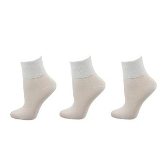 Women's 100% Combed Cotton Ankle Turn Cuff 3 Pair Pack
