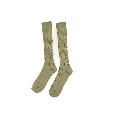 Classic Cable Knit Acrylic Knee High Socks 3 Pair Pack