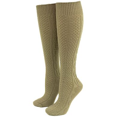 Classic Cable Knit Acrylic Knee High Socks 3 Pair Pack
