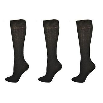 Classic Cable Knit Acrylic Knee High Socks 3 Pair Pack