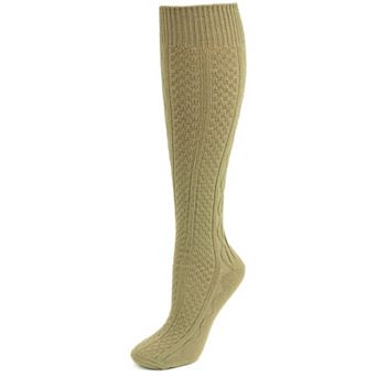Classic Cable Knit Acrylic Knee High Socks 3 Pair Pack