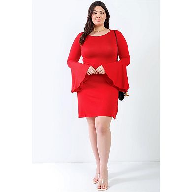 Plus Bell Long Sleeve Mini Dress