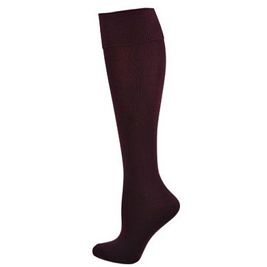 Classic Flat Knit Opaque Nylon Knee High Socks 3 Pair Pack