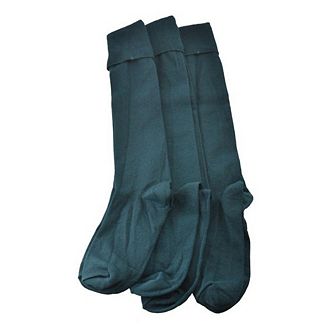 Classic Flat Knit Opaque Nylon Knee High Socks 3 Pair Pack