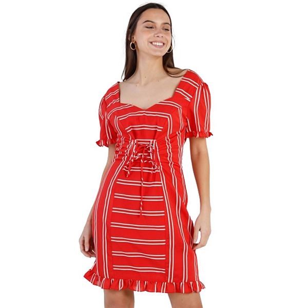 Double Take Full Size Printed Ruffle Trim Balloon Sleeve Shirt
