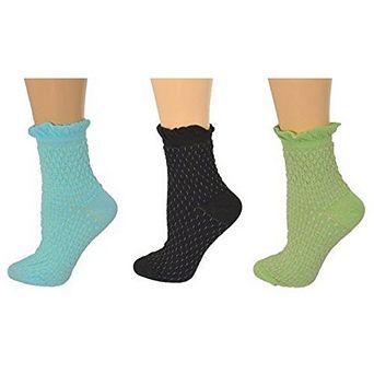 Diamond Pattern Quarter Combed Cotton Socks