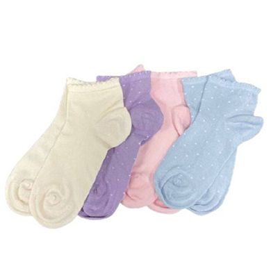 Women's Bamboo Socks - Low Cut Quarter Scalloped Edge Pastel Colors