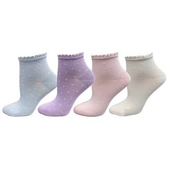 Women's Socks - Low Cut Quarter Scalloped Edge Pastel Colors