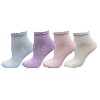 Women's Socks - Low Cut Quarter Scalloped Edge Pastel Colors