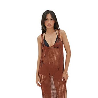 Women's Panama Beach Dress- Sleeveless Crew Neck Summer-long Cover-up Beach Dress Wear