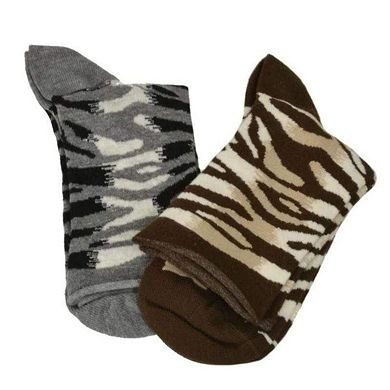 Zebra Pattern Hi Anklet Casual Cotton Womens 2 Pair Socks