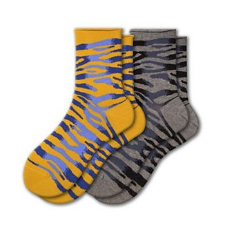 Zebra Pattern Hi Anklet Casual Cotton Womens 2 Pair Socks