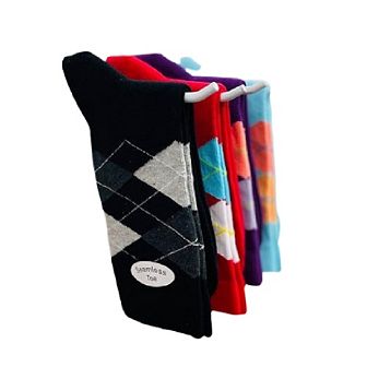 Combed Cotton Argyle Crew Seamless Toe Women's Socks