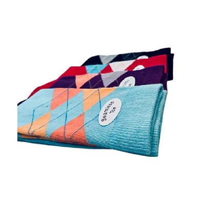Combed Cotton Argyle Crew Seamless Toe Women's Socks