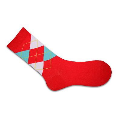 Combed Cotton Argyle Crew Seamless Toe Women's Socks