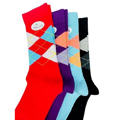 Combed Cotton Argyle Crew Seamless Toe Women's Socks
