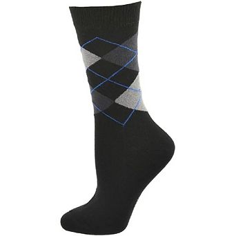 Combed Cotton Argyle Crew Seamless Toe Women's Socks