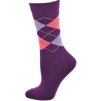 Combed Cotton Argyle Crew Seamless Toe Women's Socks