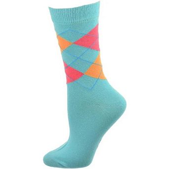 Combed Cotton Argyle Crew Seamless Toe Women's Socks