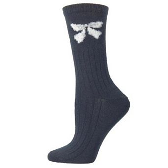 Bow Pattern Hi-bulk Acrylic Crew Women's Socks