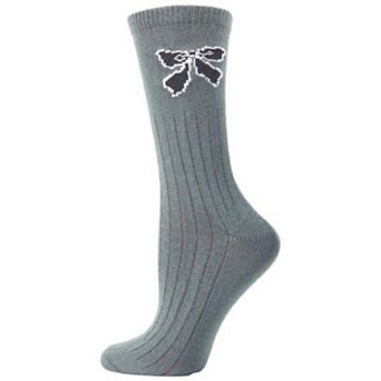Bow Pattern Hi-bulk Acrylic Crew Women's Socks
