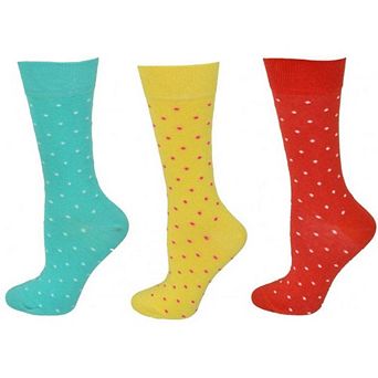 Combed Cotton Pin Dot Crew Casual Women's 3 Pr. Pack Socks