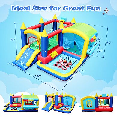 F.c Design 7 In 1 Inflatable Bounce House: With Ball Pit, Obstacles, & Toddler Jump Castle