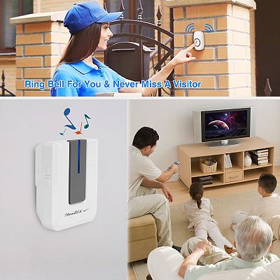 White Wireless Door Chime Bell 1000 Ft Range Defiant Wired